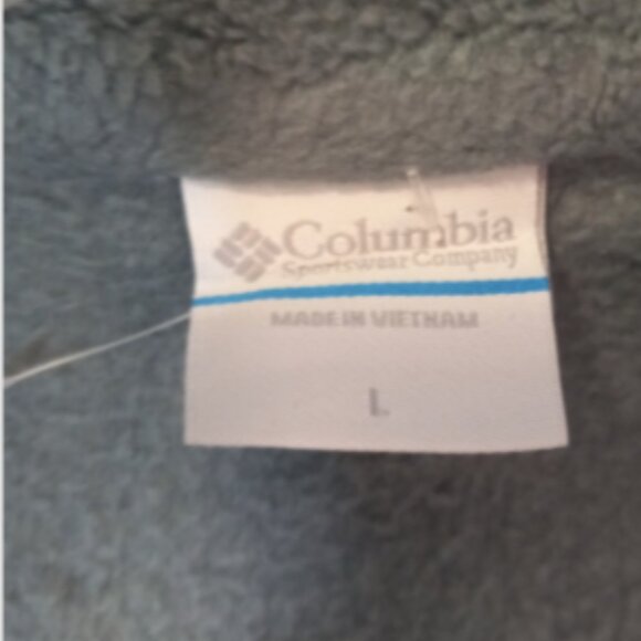 Columbia Women’s Fleece Jacket Size Large Green Fuzzy Full Zip Pockets EUC - Picture 8 of 14